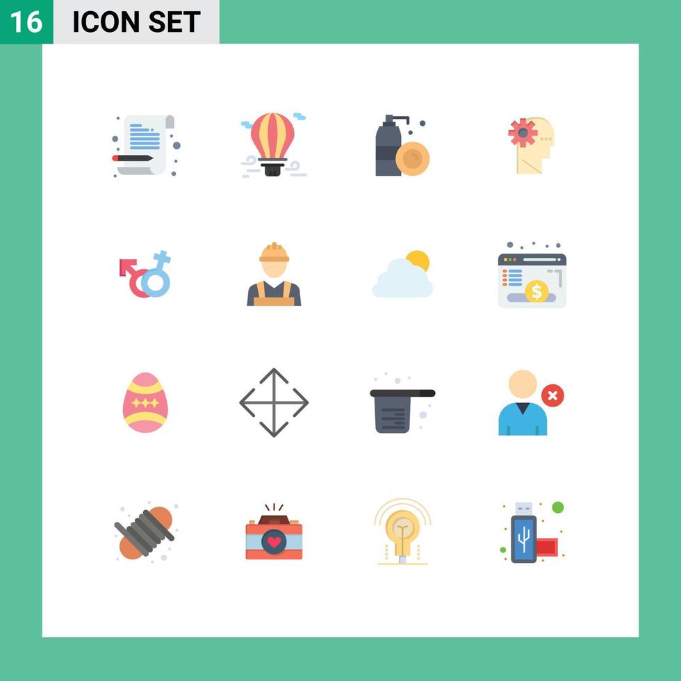 16 Creative Icons Modern Signs and Symbols of gender learning travel process spray Editable Pack of Creative Vector Design Elements