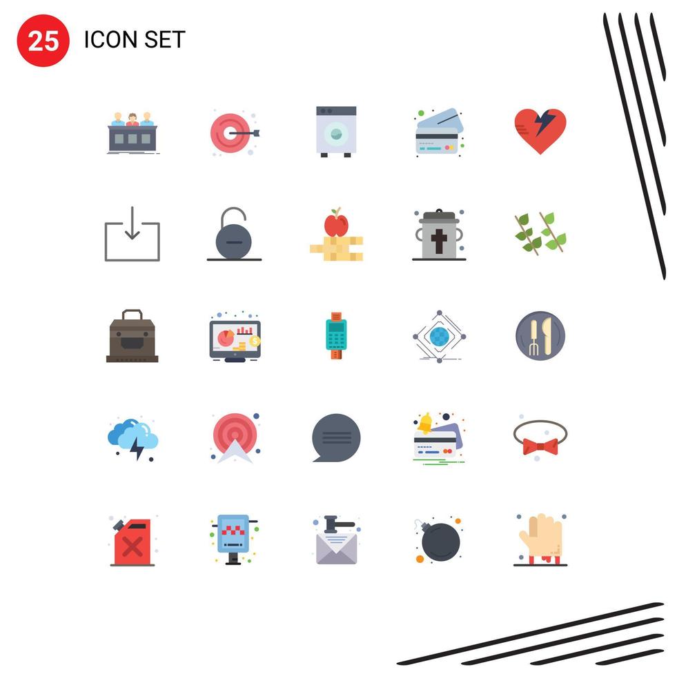 Pack of 25 creative Flat Colors of healthcare cards handicraft bank equipment Editable Vector Design Elements