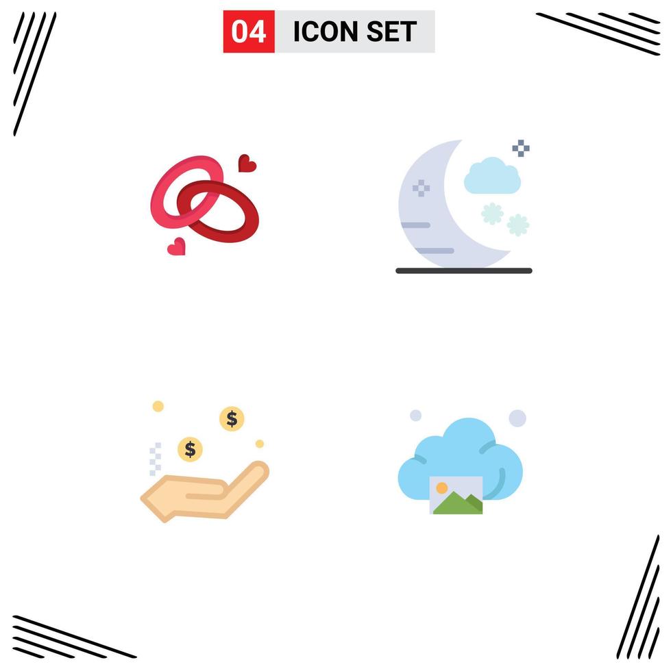 4 iconos planos universales establecidos para aplicaciones web y móviles elementos de diseño vectorial editables a mano de vacaciones vector