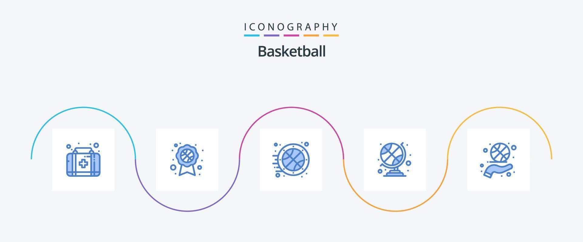 paquete de iconos de baloncesto azul 5 que incluye deporte. mano. Deportes. aptitud física. mundo del club deportivo vector