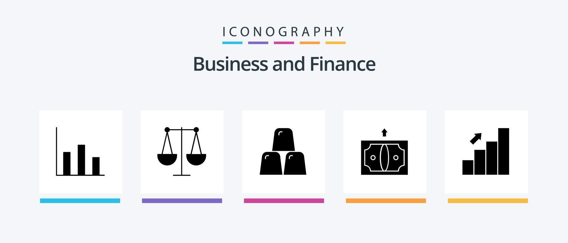 Finance Glyph 5 Icon Pack Including chart. bar. business. money. business. Creative Icons Design vector