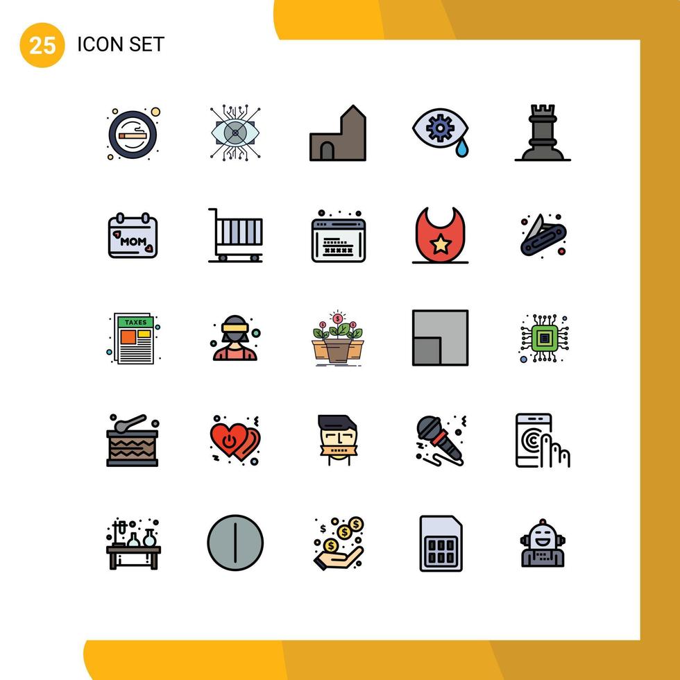 25 iconos creativos signos y símbolos modernos de corrección láser ojo castillo medieval torre elementos de diseño vectorial editables vector