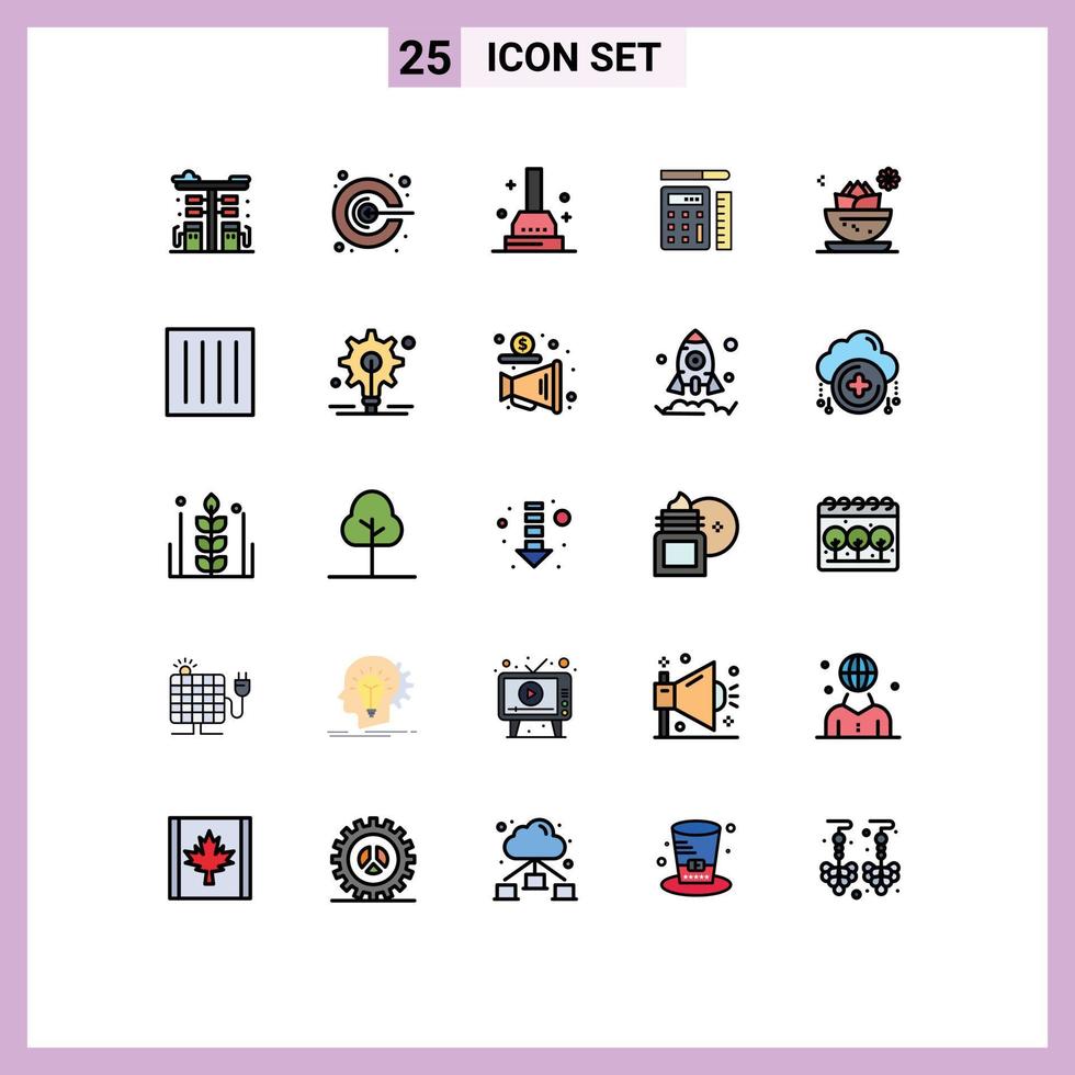 Pictogram Set of 25 Simple Filled line Flat Colors of local education promotion scale pen Editable Vector Design Elements
