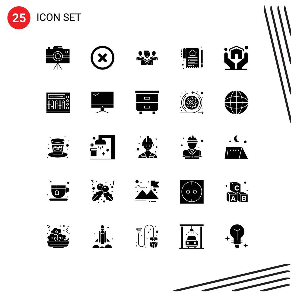 Modern Set of 25 Solid Glyphs and symbols such as home contract security deal home Editable Vector Design Elements