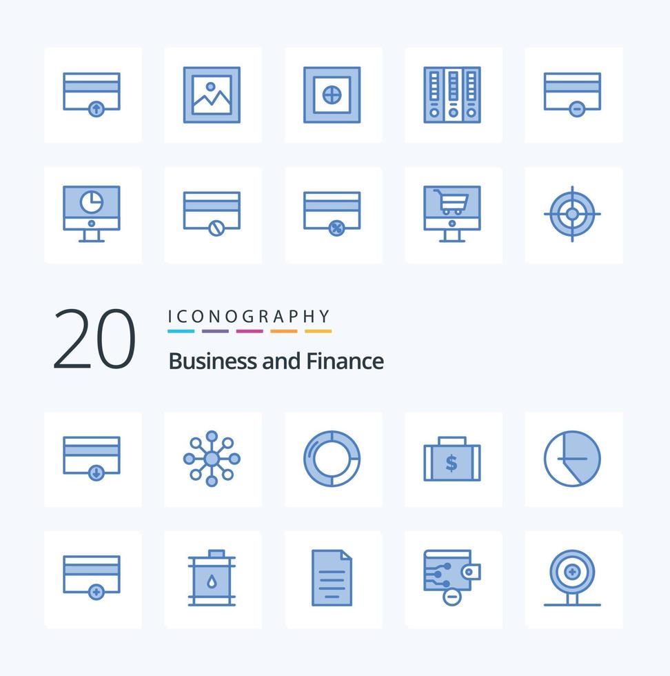 20 paquete de iconos de color azul de finanzas como gráfico circular finanzas pagos finanzas vector