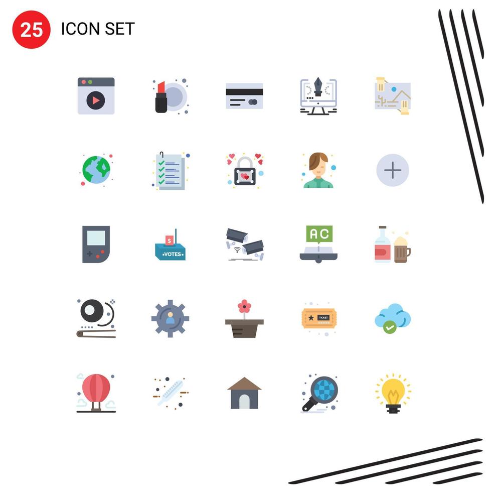 25 iconos creativos signos y símbolos modernos de software de tarjeta de diseño de distribución que dibujan elementos de diseño vectorial editables vector