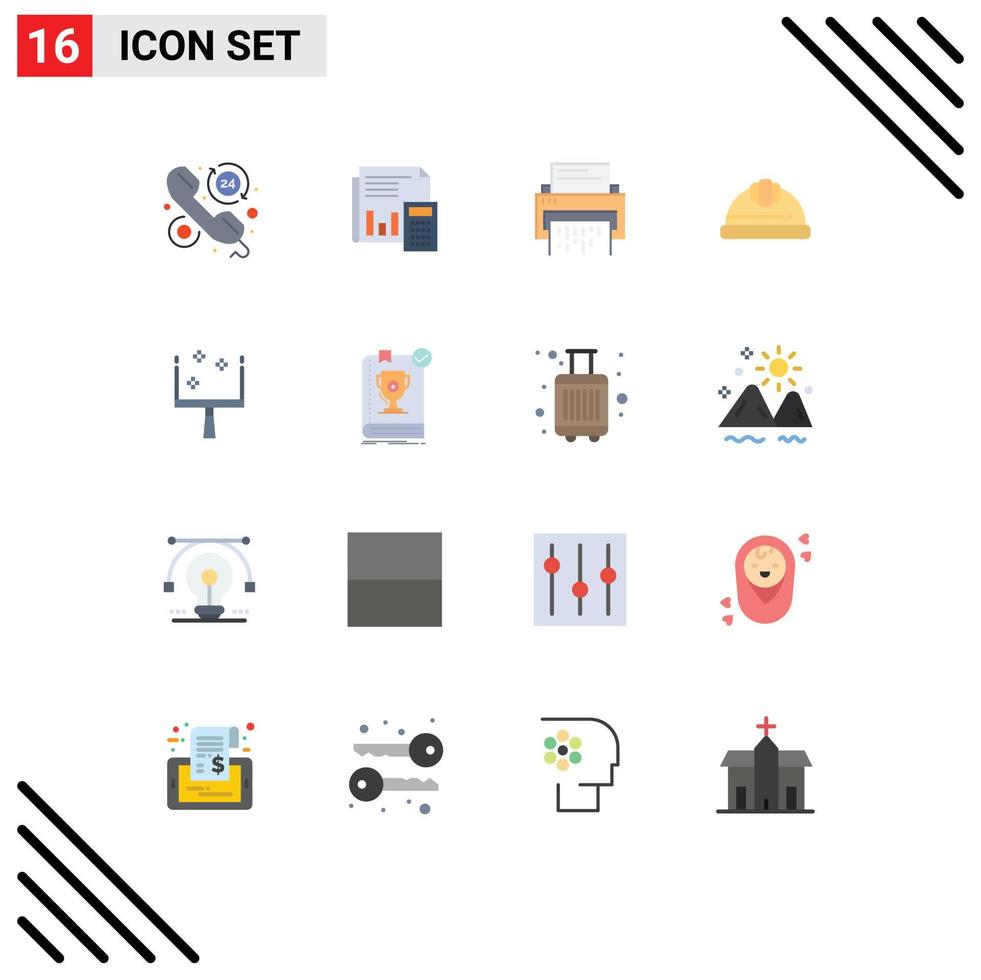 Group of 16 Flat Colors Signs and Symbols for file delete budget data report Editable Pack of Creative Vector Design Elements