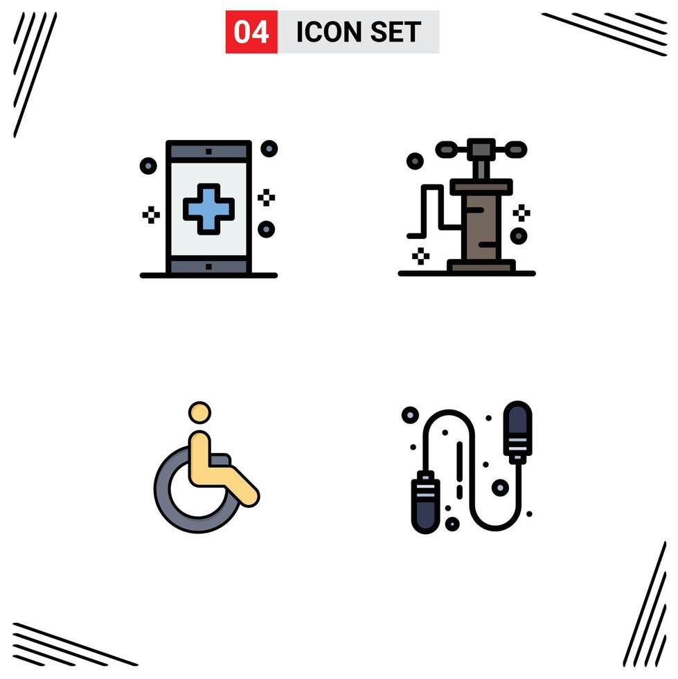 Set of 4 Modern UI Icons Symbols Signs for app bicycle form transport walk Editable Vector Design Elements