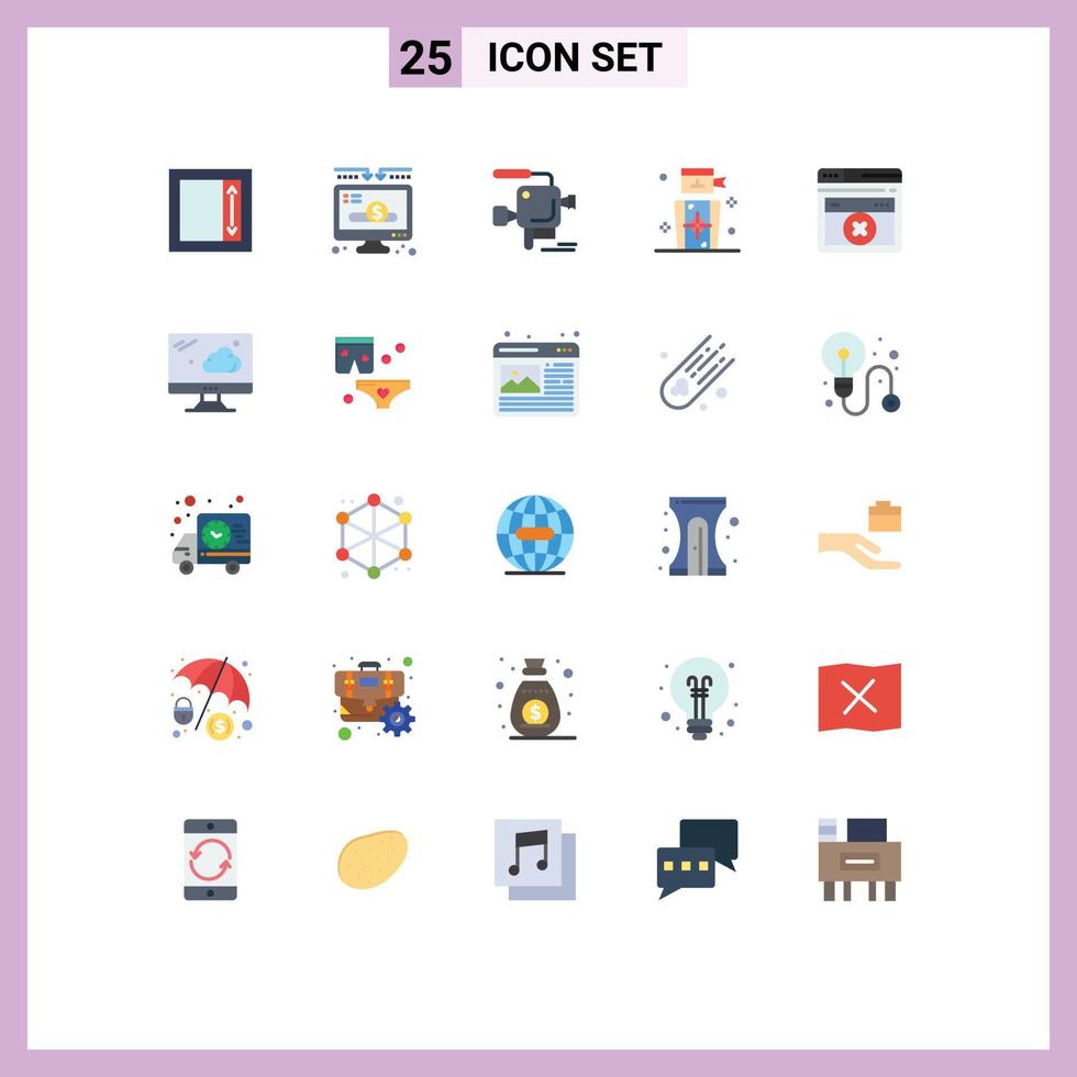 25 Creative Icons Modern Signs and Symbols of errortechnology web page cinema target goal Editable Vector Design Elements
