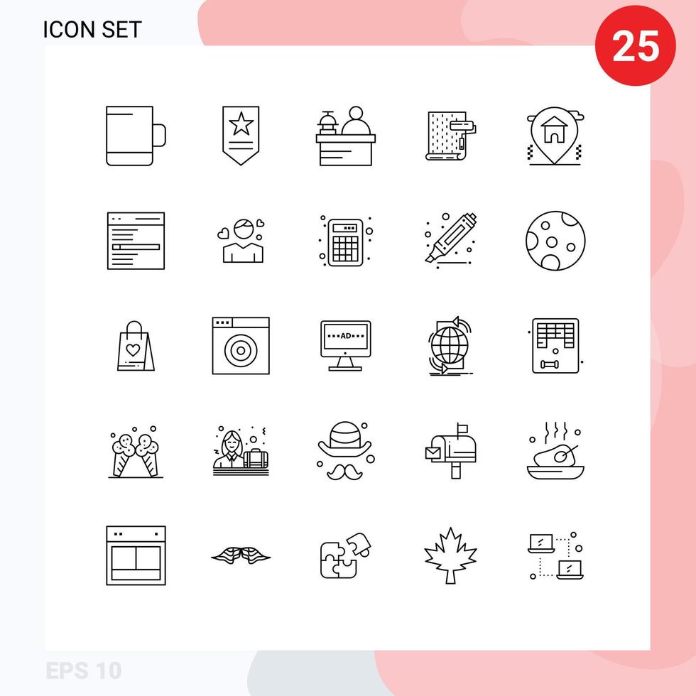 Pictogram Set of 25 Simple Lines of communication house paint home wallpaper Editable Vector Design Elements