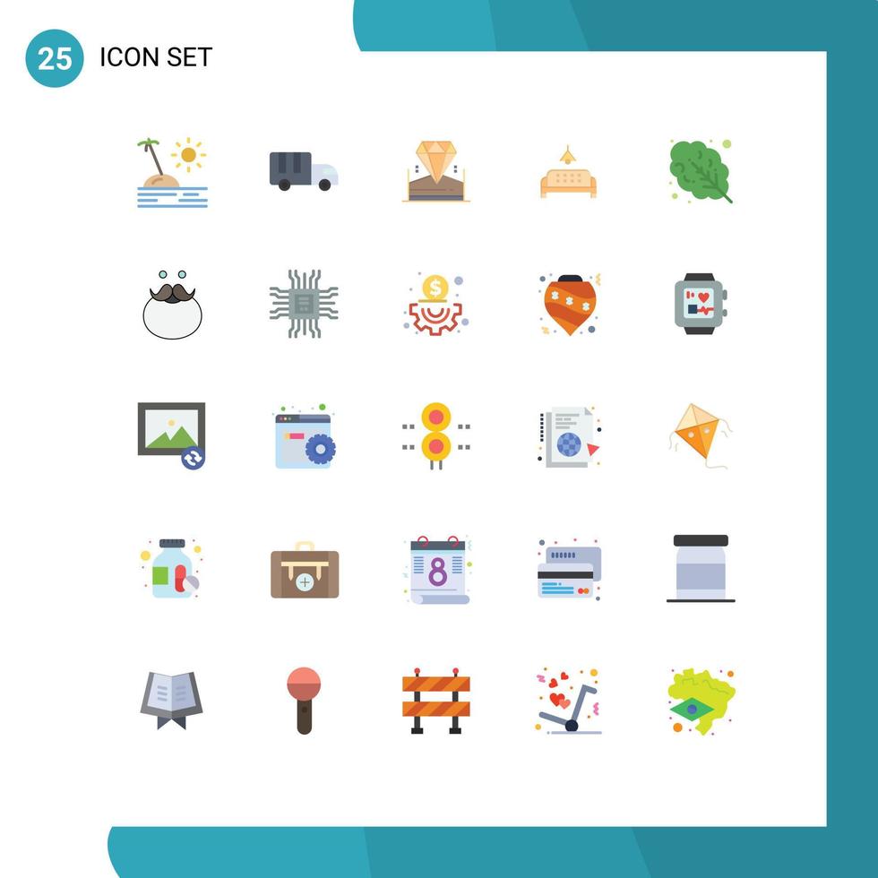 User Interface Pack of 25 Basic Flat Colors of salad home brilliant lump sofa Editable Vector Design Elements