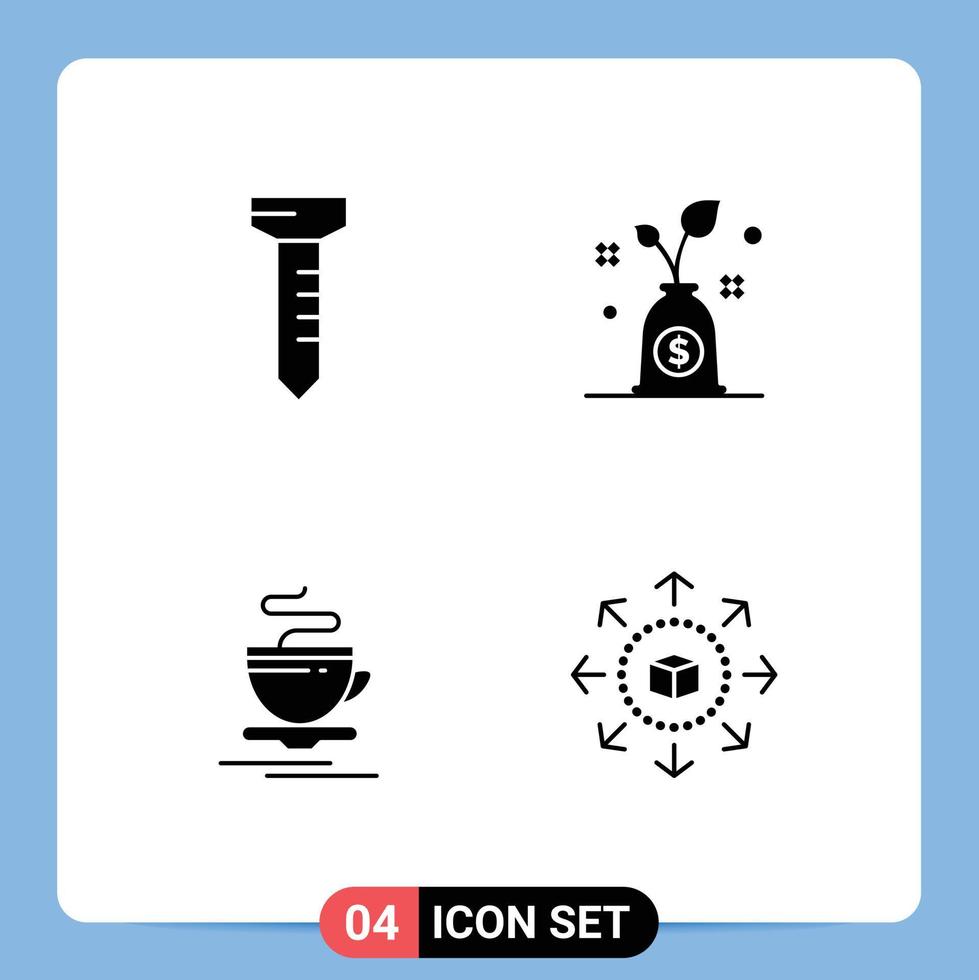 Set of 4 Modern UI Icons Symbols Signs for nail ecommerce growth cup shopping Editable Vector Design Elements