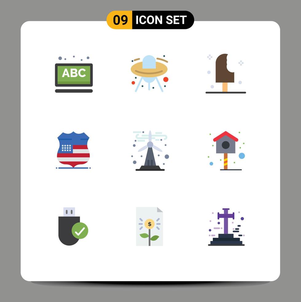 Stock Vector Icon Pack of 9 Line Signs and Symbols for ecology usa dessert sign summer Editable Vector Design Elements