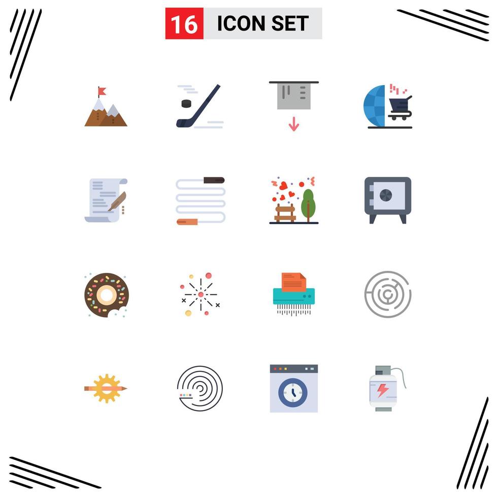 Set of 16 Modern UI Icons Symbols Signs for seo cart ice money atm Editable Pack of Creative Vector Design Elements