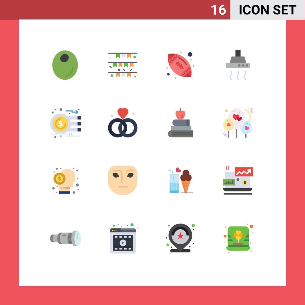 Universal Icon Symbols Group of 16 Modern Flat Colors of dollar analysis american kitchen food Editable Pack of Creative Vector Design Elements