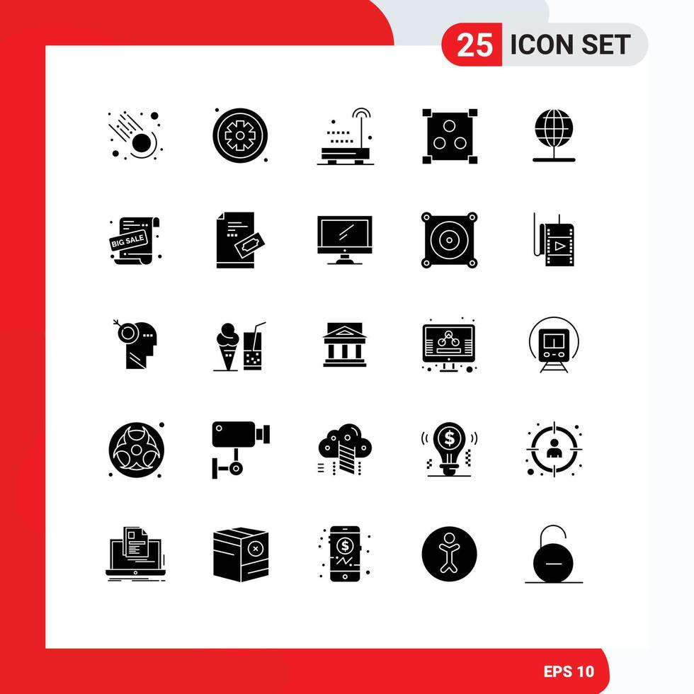 Set of 25 Modern UI Icons Symbols Signs for stand globe devices online abstract Editable Vector Design Elements