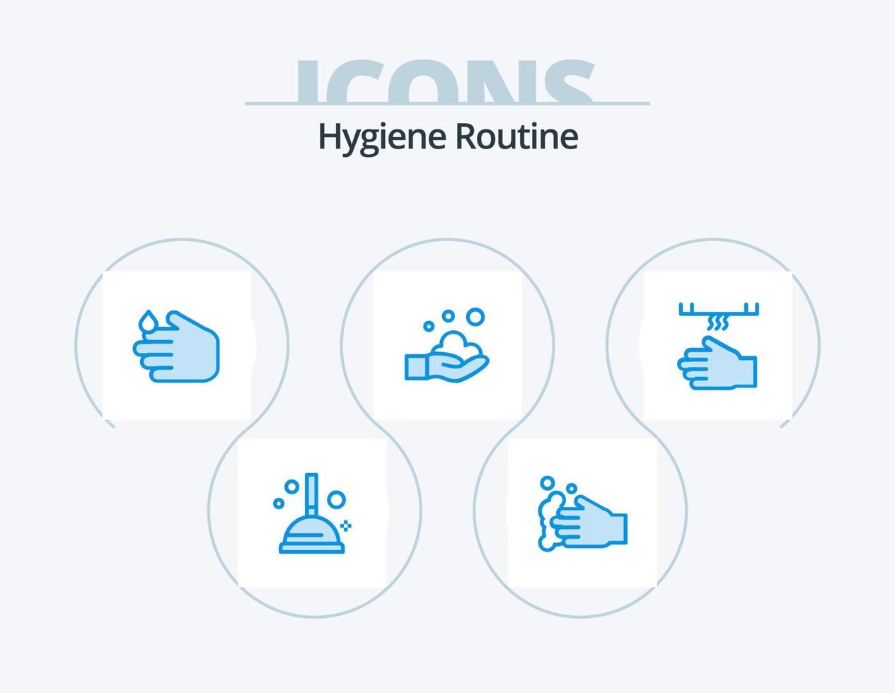 Hygiene Routine Blue Icon Pack 5 Icon Design. . bathroom. vector