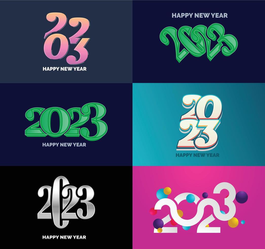 Big Collection of 2023 Happy New Year symbols Cover of business diary for 2023 with wishes vector
