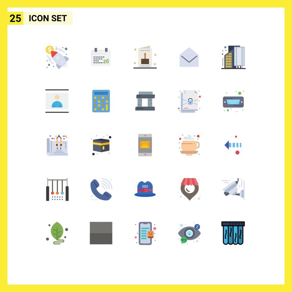 Group of 25 Modern Flat Colors Set for business open card message business Editable Vector Design Elements