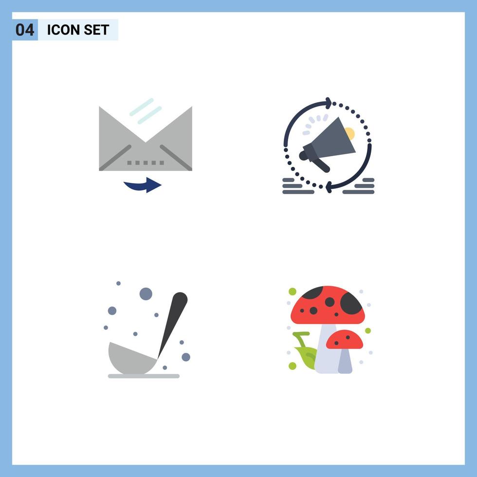 Set of 4 Modern UI Icons Symbols Signs for answer cooking reply megaphone kitchen Editable Vector Design Elements