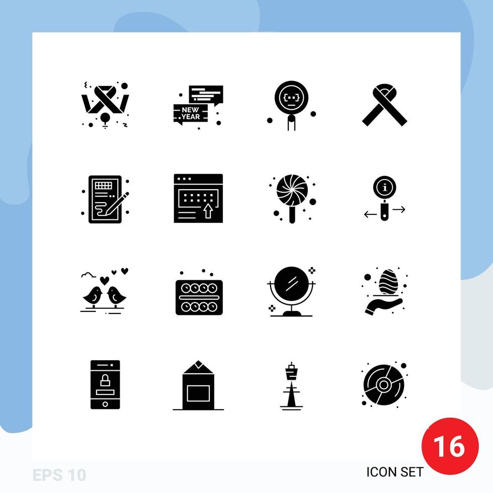 Stock Vector Icon Pack of 16 Line Signs and Symbols for design cancer coding awareness search Editable Vector Design Elements