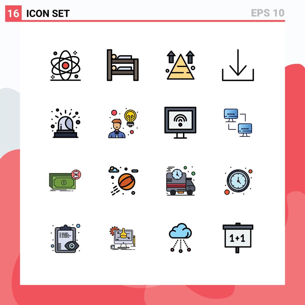 Stock Vector Icon Pack of 16 Line Signs and Symbols for siren alarm mountain download top Editable Creative Vector Design Elements