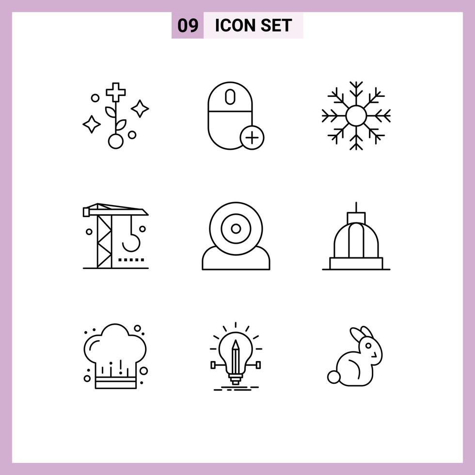 Outline Pack of 9 Universal Symbols of computers machinery cold industry winter Editable Vector Design Elements
