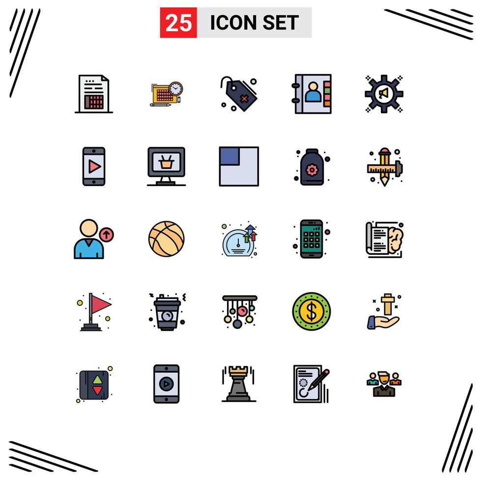 Set of 25 Modern UI Icons Symbols Signs for announcement phone focus contacts sign Editable Vector Design Elements