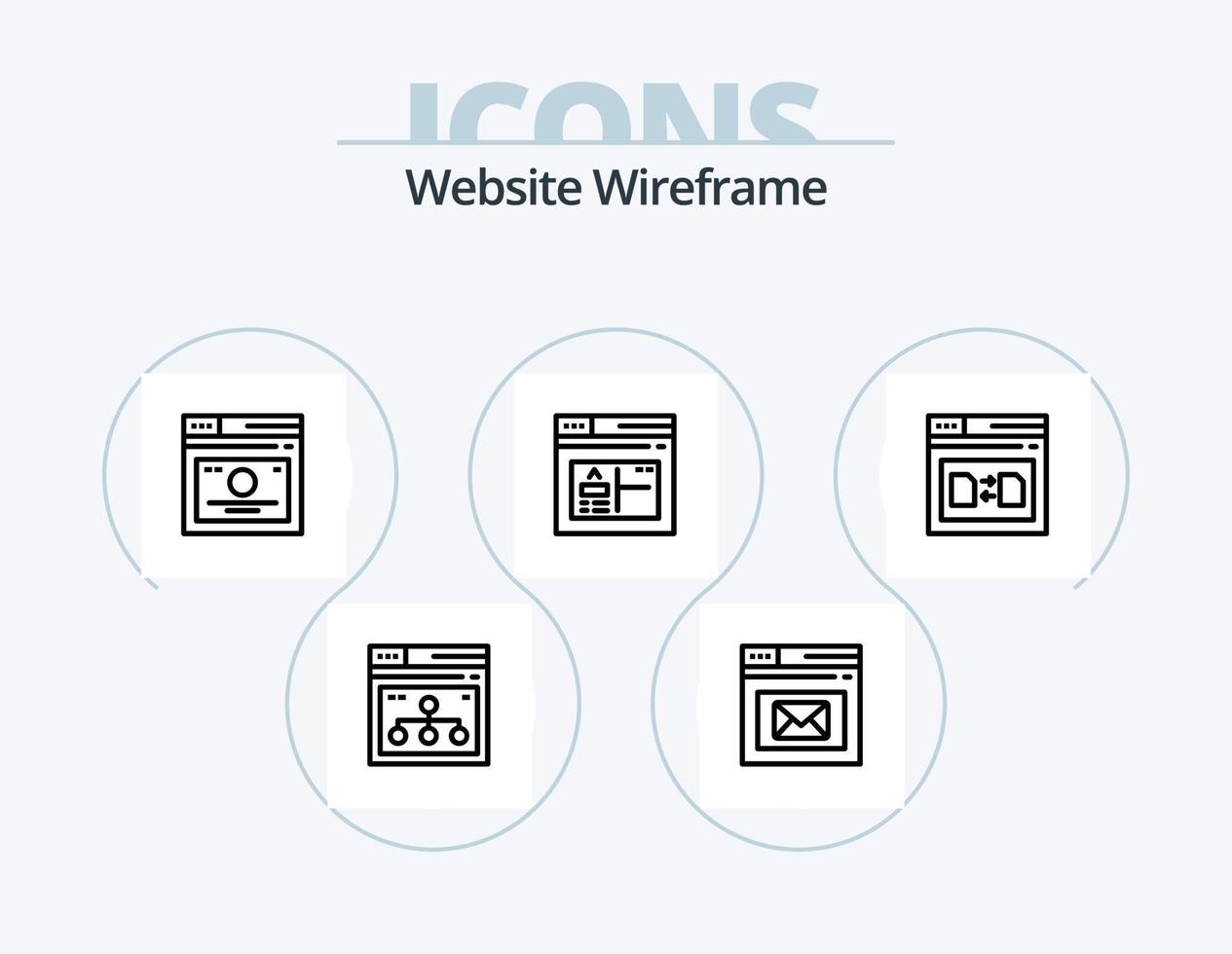paquete de iconos de línea de estructura alámbrica del sitio web 5