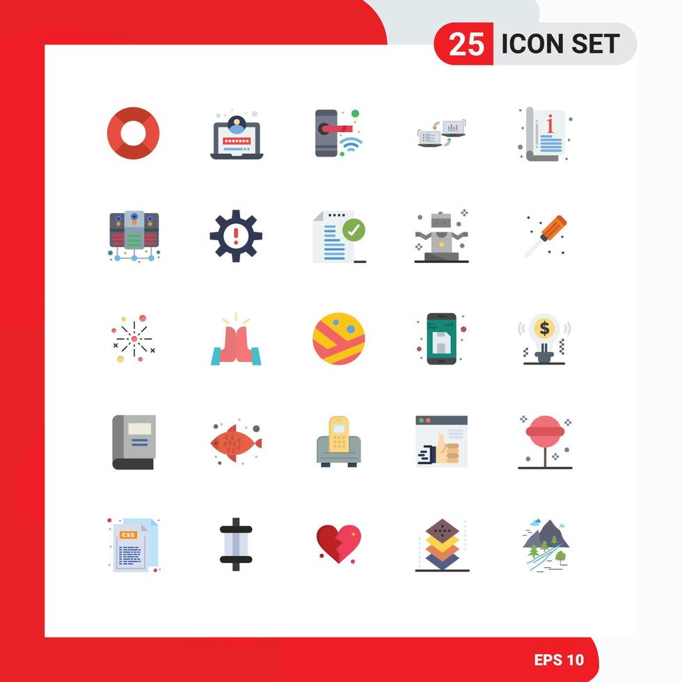 Pictogram Set of 25 Simple Flat Colors of catalogue information lock data competers Editable Vector Design Elements