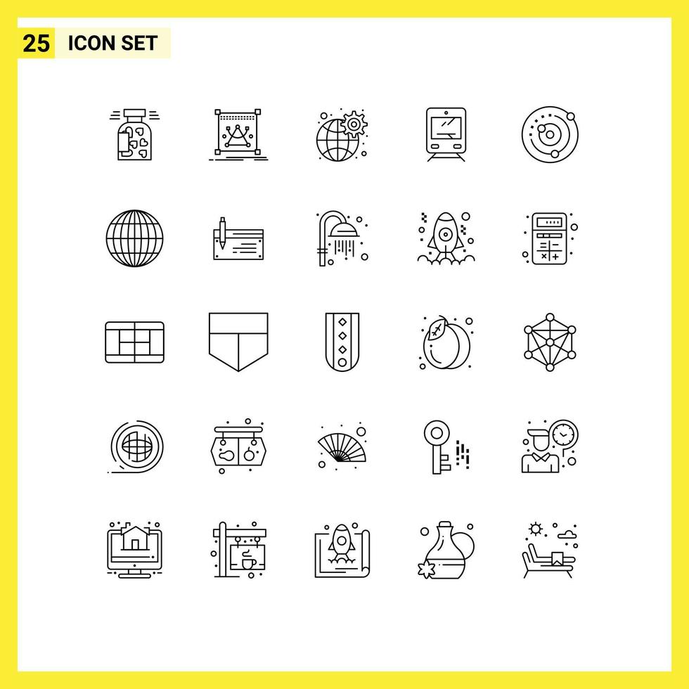 Group of 25 Modern Lines Set for orbit transportation resize transport settings Editable Vector Design Elements
