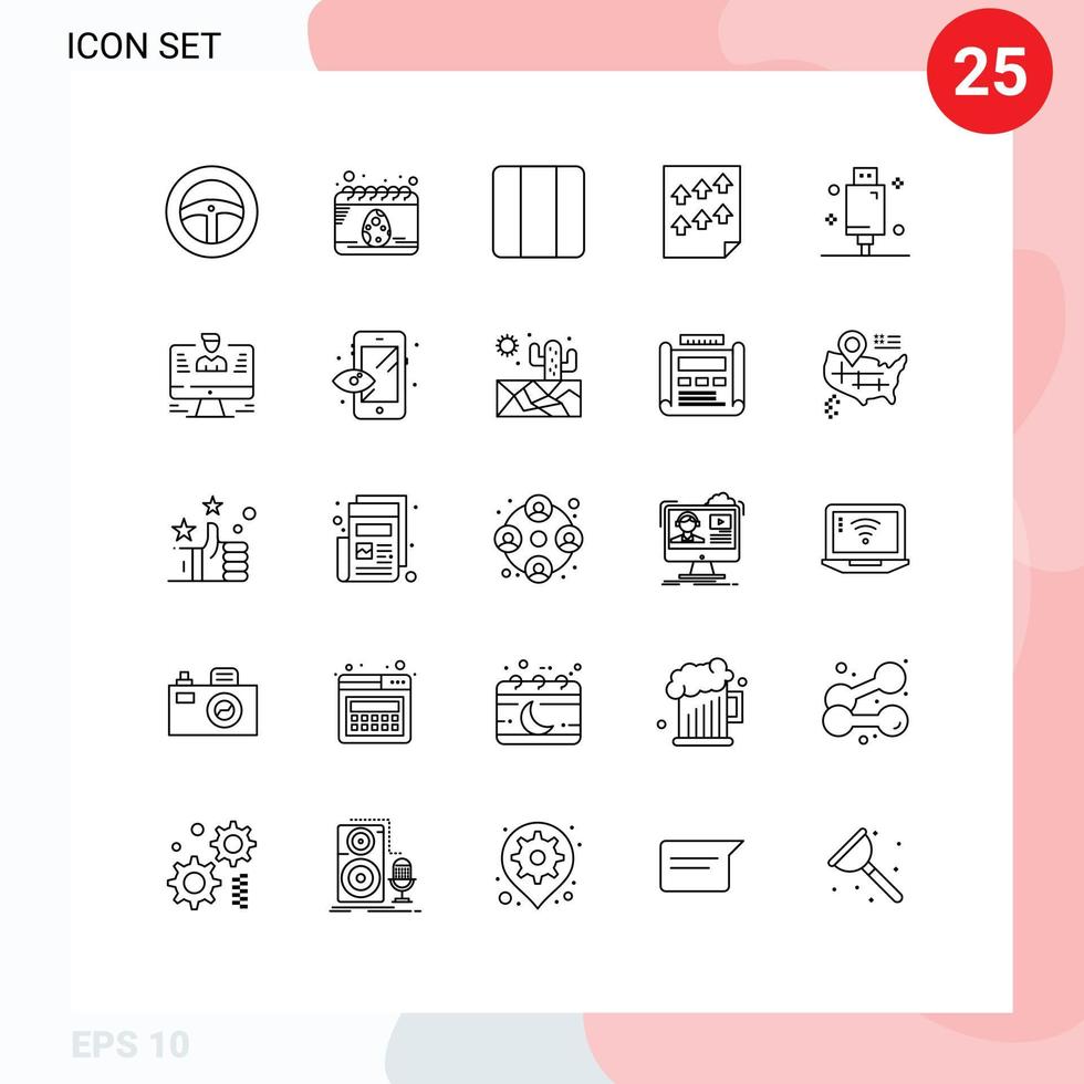 Stock Vector Icon Pack of 25 Line Signs and Symbols for devices report grid paper high Editable Vector Design Elements
