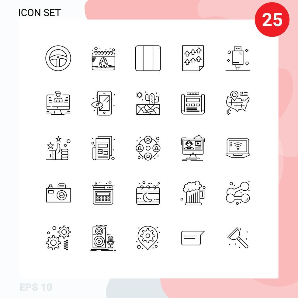 paquete de iconos de vector de stock de 25 signos y símbolos de línea para dispositivos informe elementos de diseño de vector editables de papel cuadriculado alto