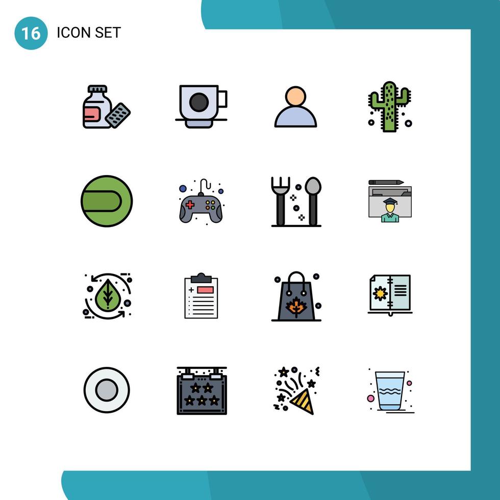 16 Universal Flat Color Filled Line Signs Symbols of controller sport avatar match farming Editable Creative Vector Design Elements