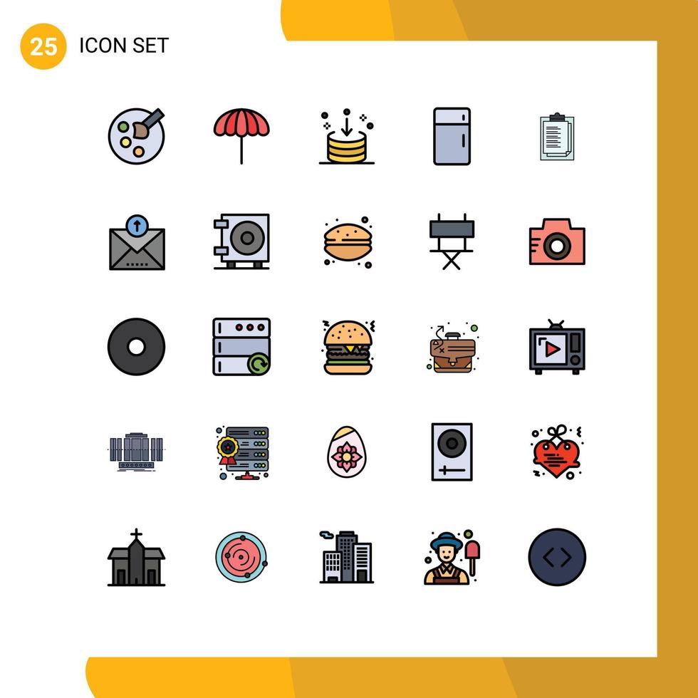 Stock Vector Icon Pack of 25 Line Signs and Symbols for notepad home down furniture appliances Editable Vector Design Elements