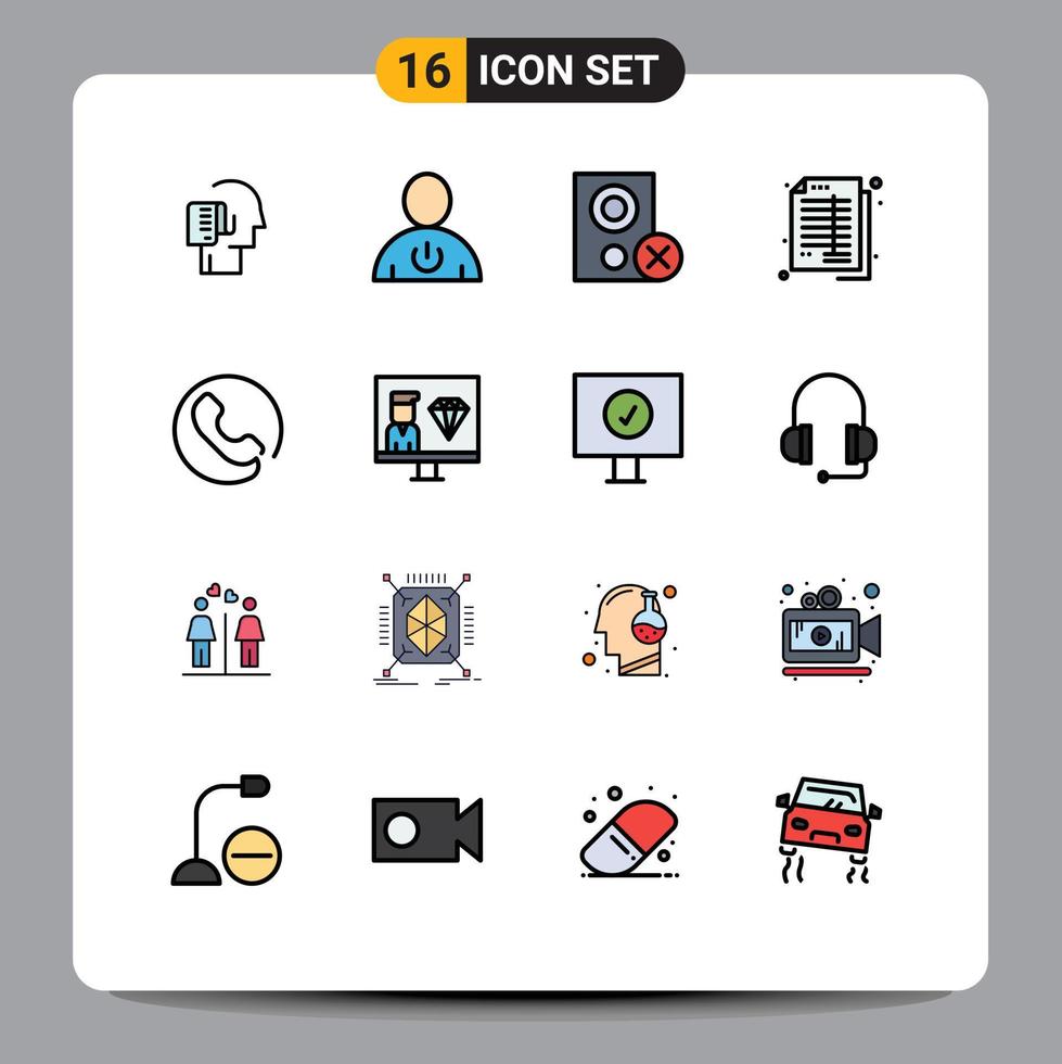 grupo de símbolos de iconos universales de 16 líneas modernas llenas de color plano de contabilidad de equilibrio humano eliminar gadget elementos de diseño de vectores creativos editables