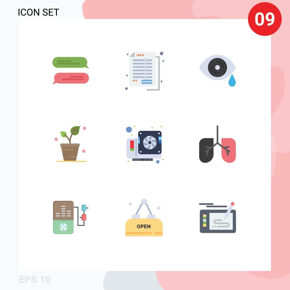 Set of 9 Commercial Flat Colors pack for hardware card drops nature ecology Editable Vector Design Elements