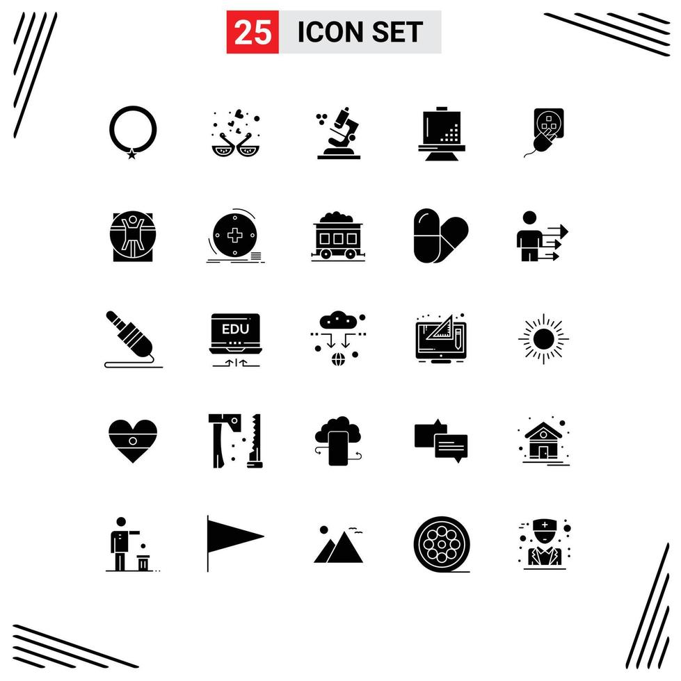 25 Thematic Vector Solid Glyphs and Editable Symbols of plug development kissing design board Editable Vector Design Elements