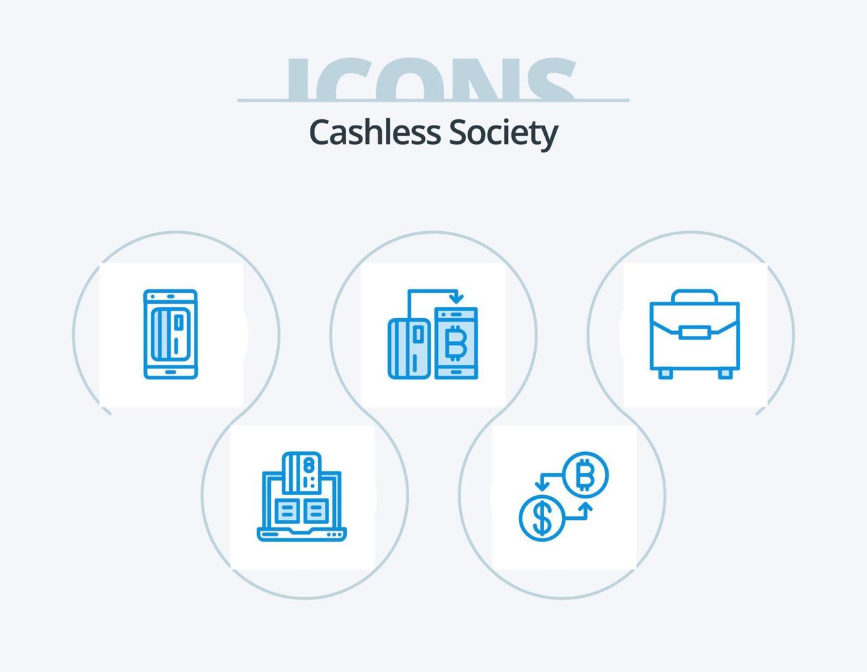 Cashless Society Blue Icon Pack 5 Icon Design. digital. cashless. payment. digital. cashless vector