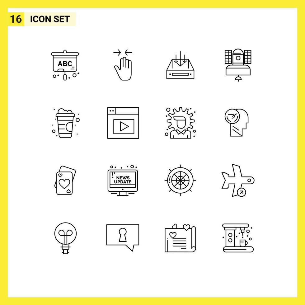 16 Outline concept for Websites Mobile and Apps communication broadcast inbox satellite delivery Editable Vector Design Elements
