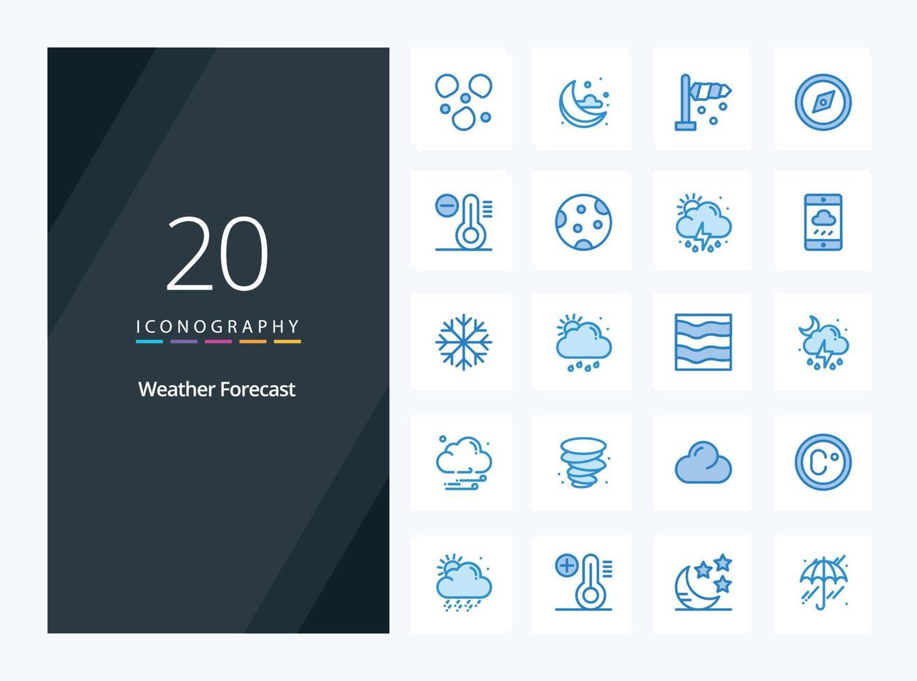 20 Weather Blue Color icon for presentation vector