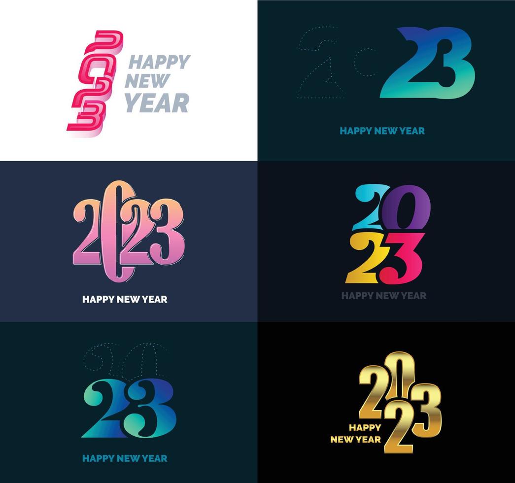 Big Collection of 2023 Happy New Year symbols Cover of business diary for 2023 with wishes vector