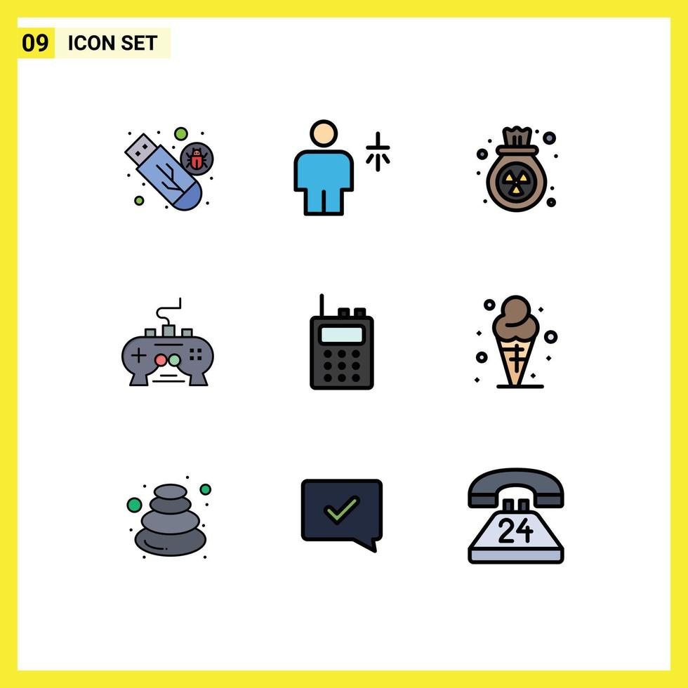 Set of 9 Modern UI Icons Symbols Signs for xbox pad shower game trash Editable Vector Design Elements