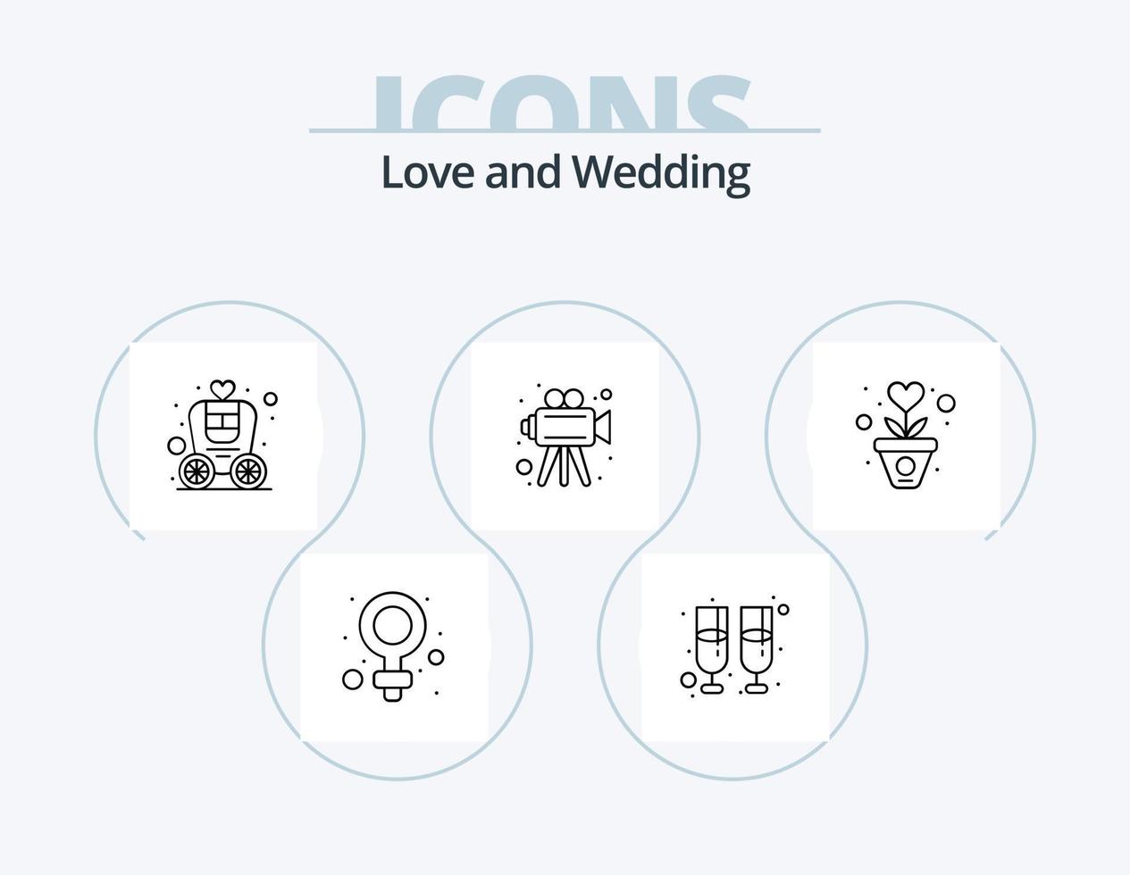 paquete de iconos de línea de boda 5 diseño de iconos. vaso. boda. amar. amar. invitación vector