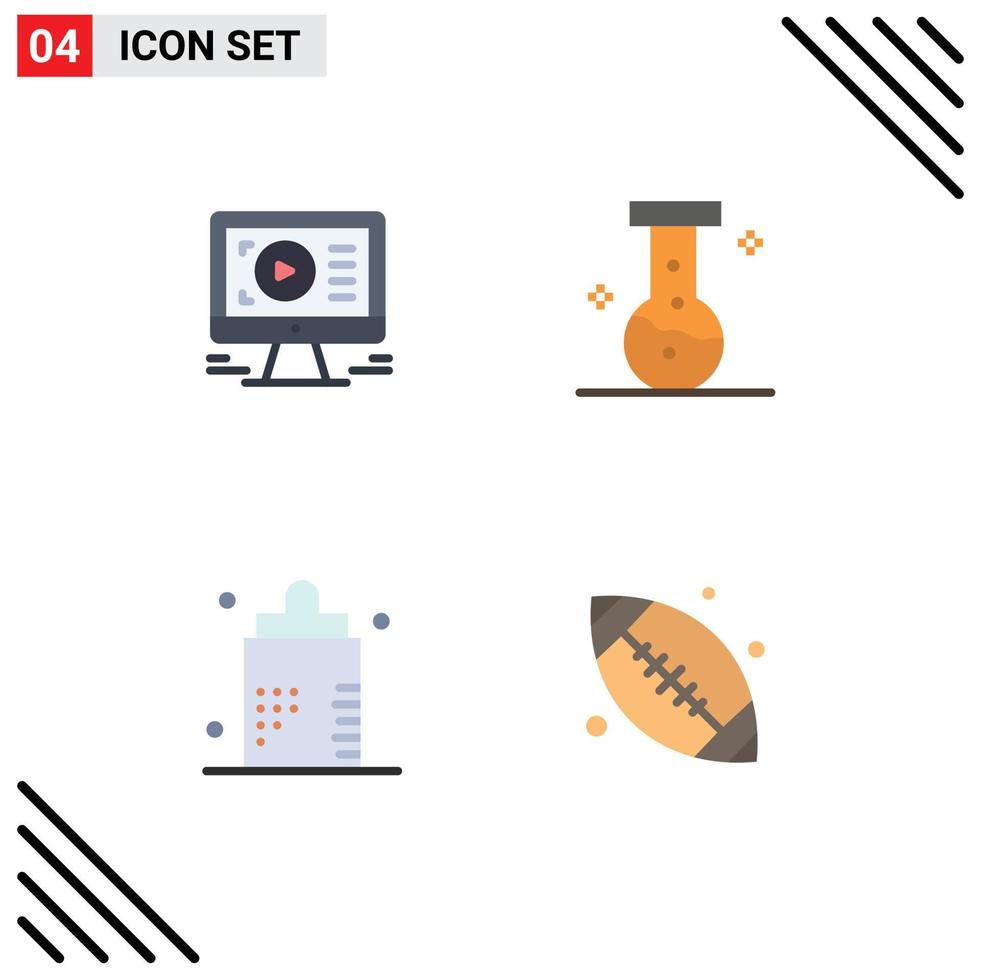 User Interface Pack of 4 Basic Flat Icons of monitor disease design laboratory form Editable Vector Design Elements
