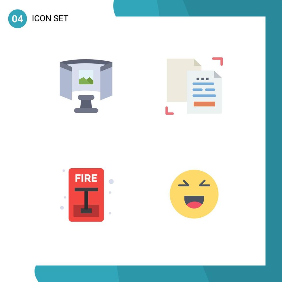 Modern Set of 4 Flat Icons and symbols such as future emergency technology data evacuate Editable Vector Design Elements