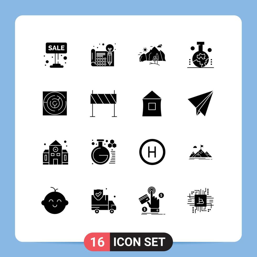 Set of 16 Modern UI Icons Symbols Signs for scientific study of the origin of the earth geography processa tree nature Editable Vector Design Elements