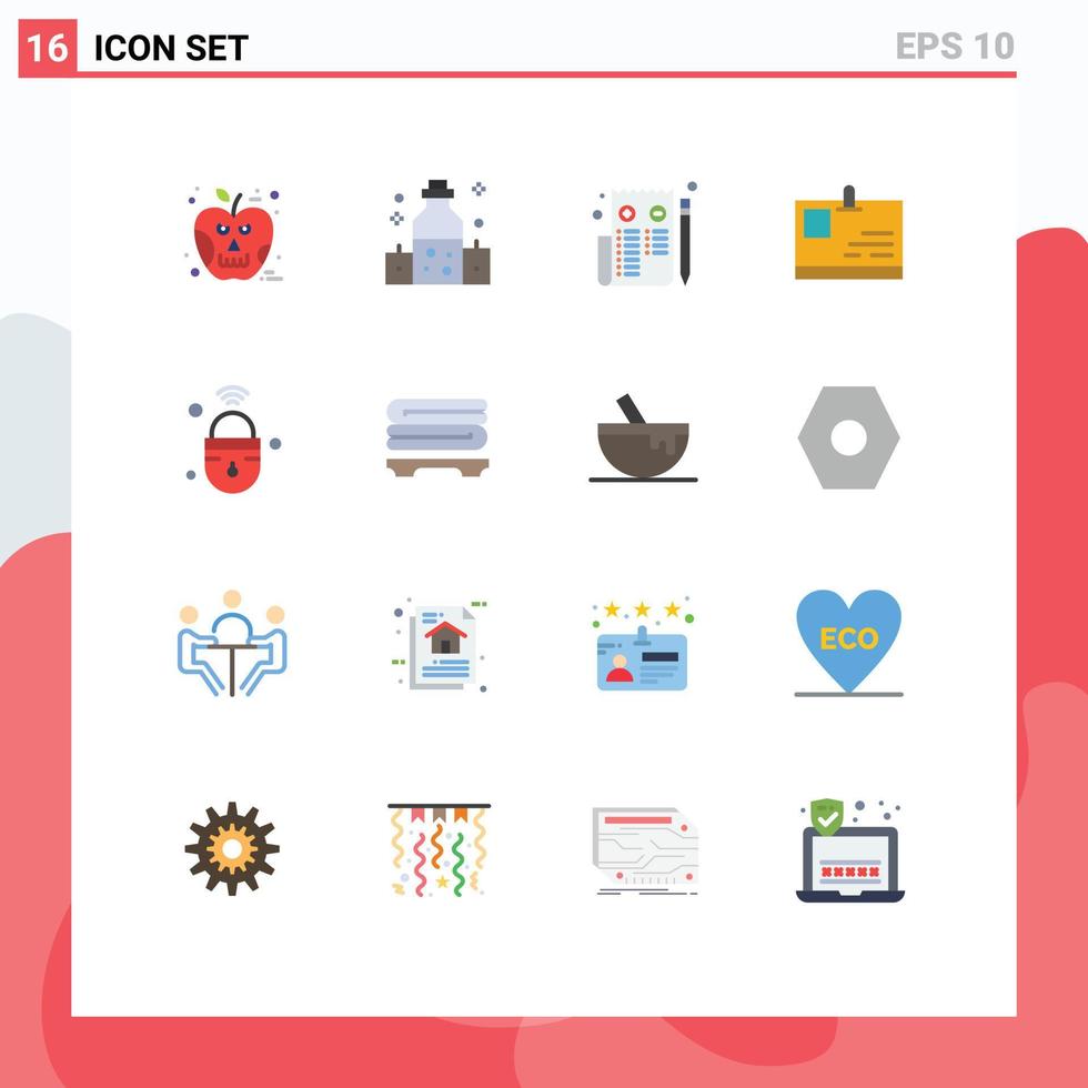 16 Universal Flat Colors Set for Web and Mobile Applications iot pass browser identity card Editable Pack of Creative Vector Design Elements