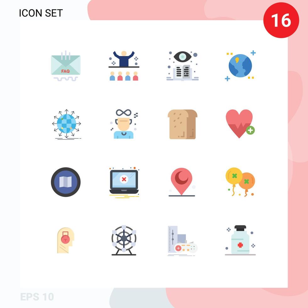 16 iconos creativos signos y símbolos modernos de la motivación del espacio de la red aprendizaje supervisado por la tierra paquete editable de elementos de diseño de vectores creativos