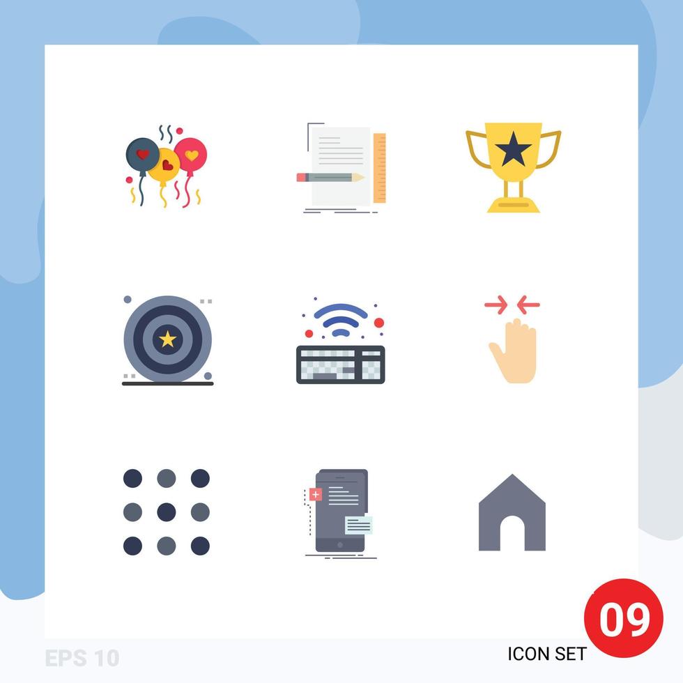 Modern Set of 9 Flat Colors and symbols such as shield day script celebration prize Editable Vector Design Elements